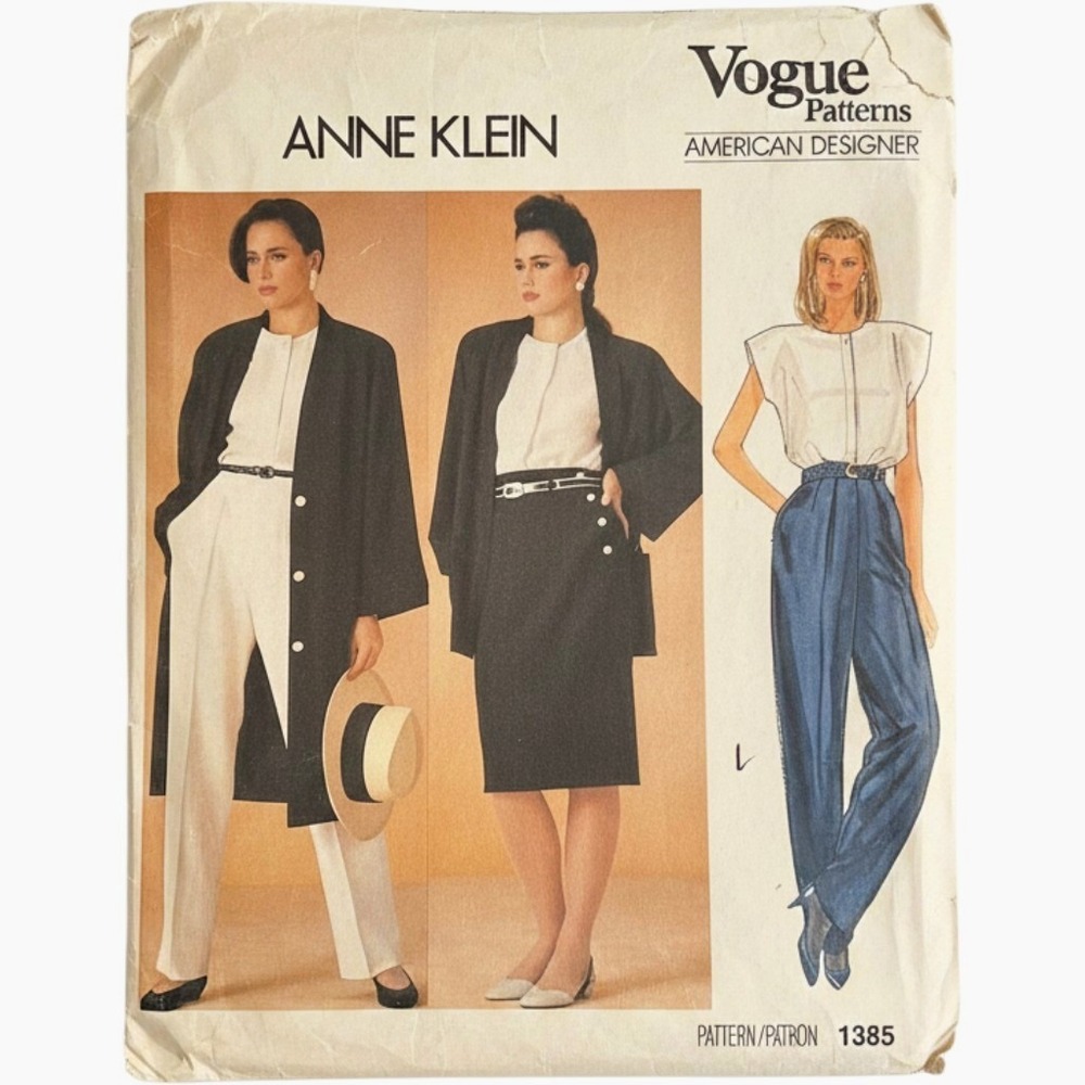 Vogue 1385 Anne Klein Designer Sewing Pattern Vintage Uncut Womens Fashion 80s